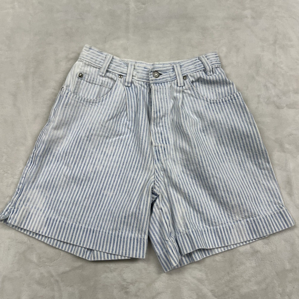 Levis Native Blue Shorts Womens 9 Blue White Striped High Rise Denim 0689